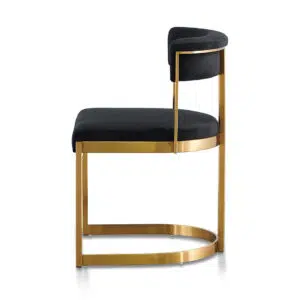 Luna black velvet dining chair with gold base