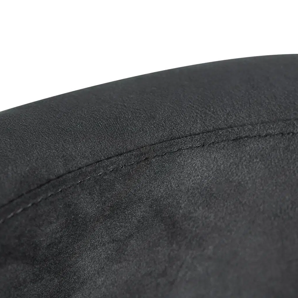 Luna black velvet dining chair with golden base, sleek silhouette, and U-shaped leg.