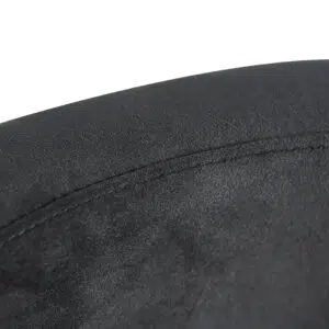 Luna black velvet dining chair with golden base, sleek silhouette, and U-shaped leg.