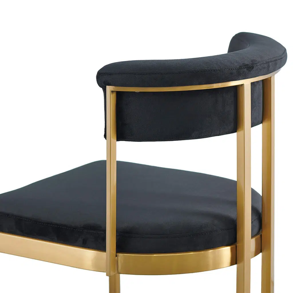 Luna Black Velvet Dining Chair Gold Base Elegant Design