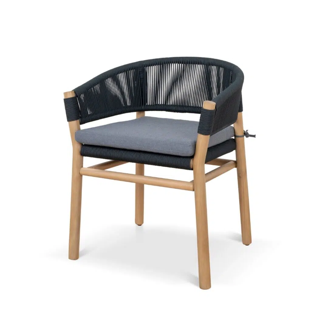 Aiden Dining Chair Anthracite Modern Design Curved Backrest Acacia Legs
