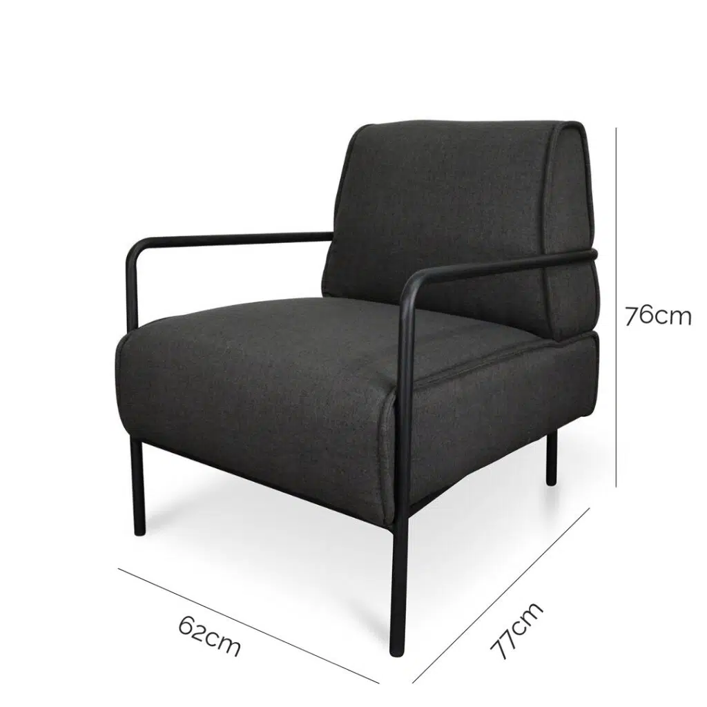 Eli Lounge Chair, Dark Grey, Modern Minimalist Design, Comfortable Seating, Durable Steel Frame