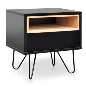 Luna Black Bedside Table Modern Design