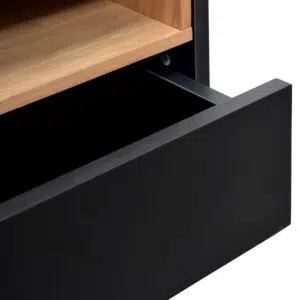 Luna Black Bedside Table Modern Design Wide Shot