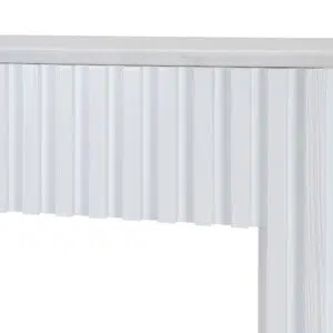 Elegant white marble console table, 1.5m, sturdy elm legs, minimalist design, fits entryway or living room.