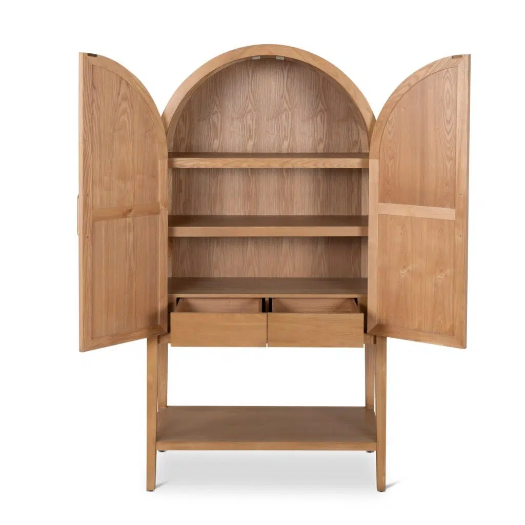 Ash Curve Cabinet, 1.83m, Natural Finish, Elegant Curves, Dorian Brand