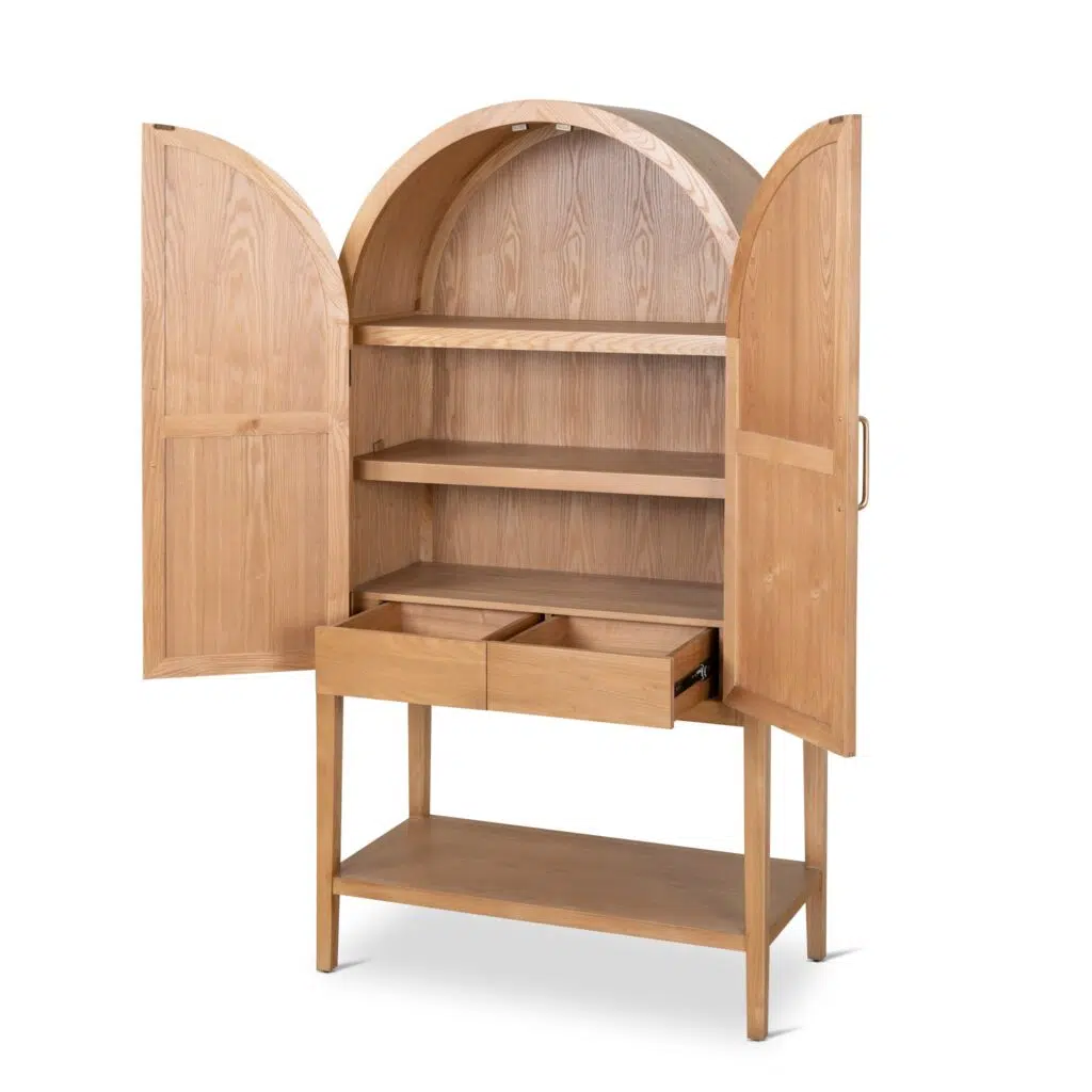 Ash Curve Cabinet 1.83m Nat Fin Elegant Storage
