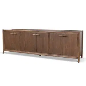 Walnut Flint Sideboard 238cm W x 50cm D x 76cm H, Elm Legs, Plywood Top
