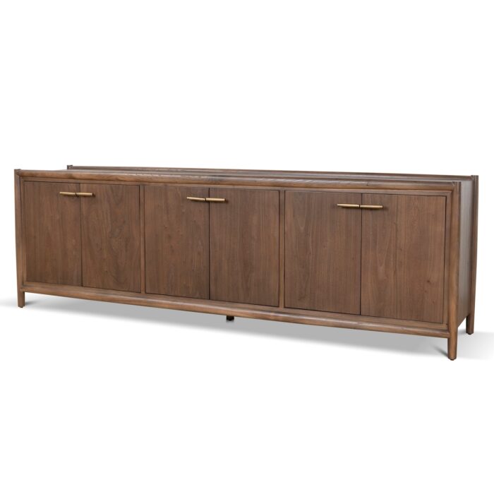 Walnut Flint Sideboard 238cm W x 50cm D x 76cm H, Elm Legs, Plywood Top