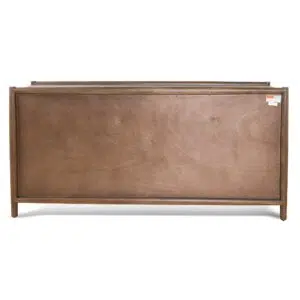 Walnut 6-drawer chest, brass handles, elm legs