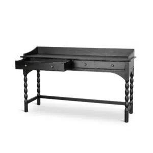 Wren black console table, sleek design, ash wood legs, spacious top, drawers, 145cm