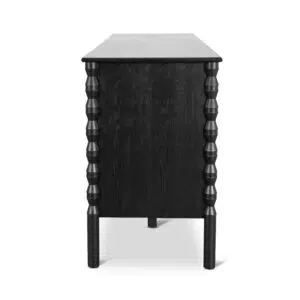 Elegant Black Ash Wood Sideboard with Vintage Accents and Ample Storage