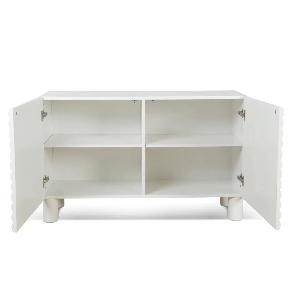 Elegant 1.2m White Sideboard Unit with Storage Shelves