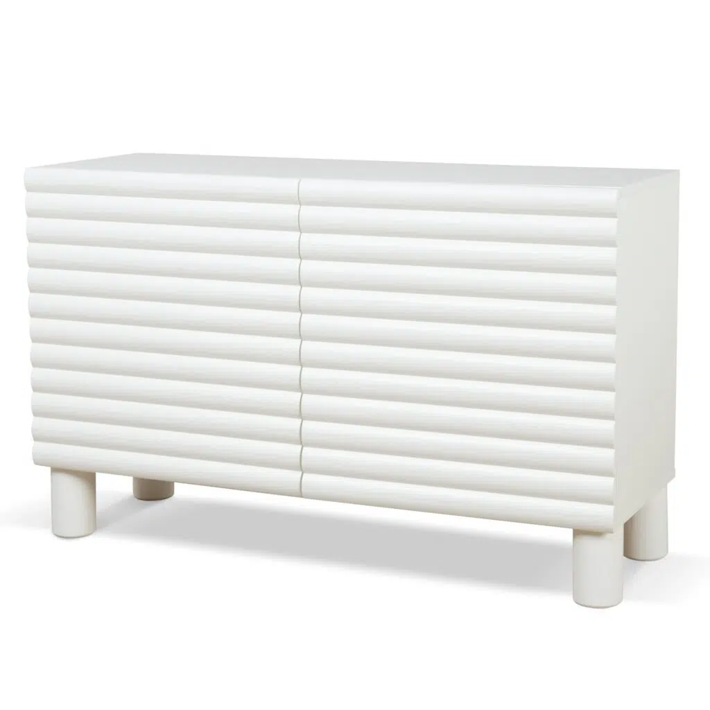 Elegant White 1.2m Sideboard Unit with Storage Shelves
