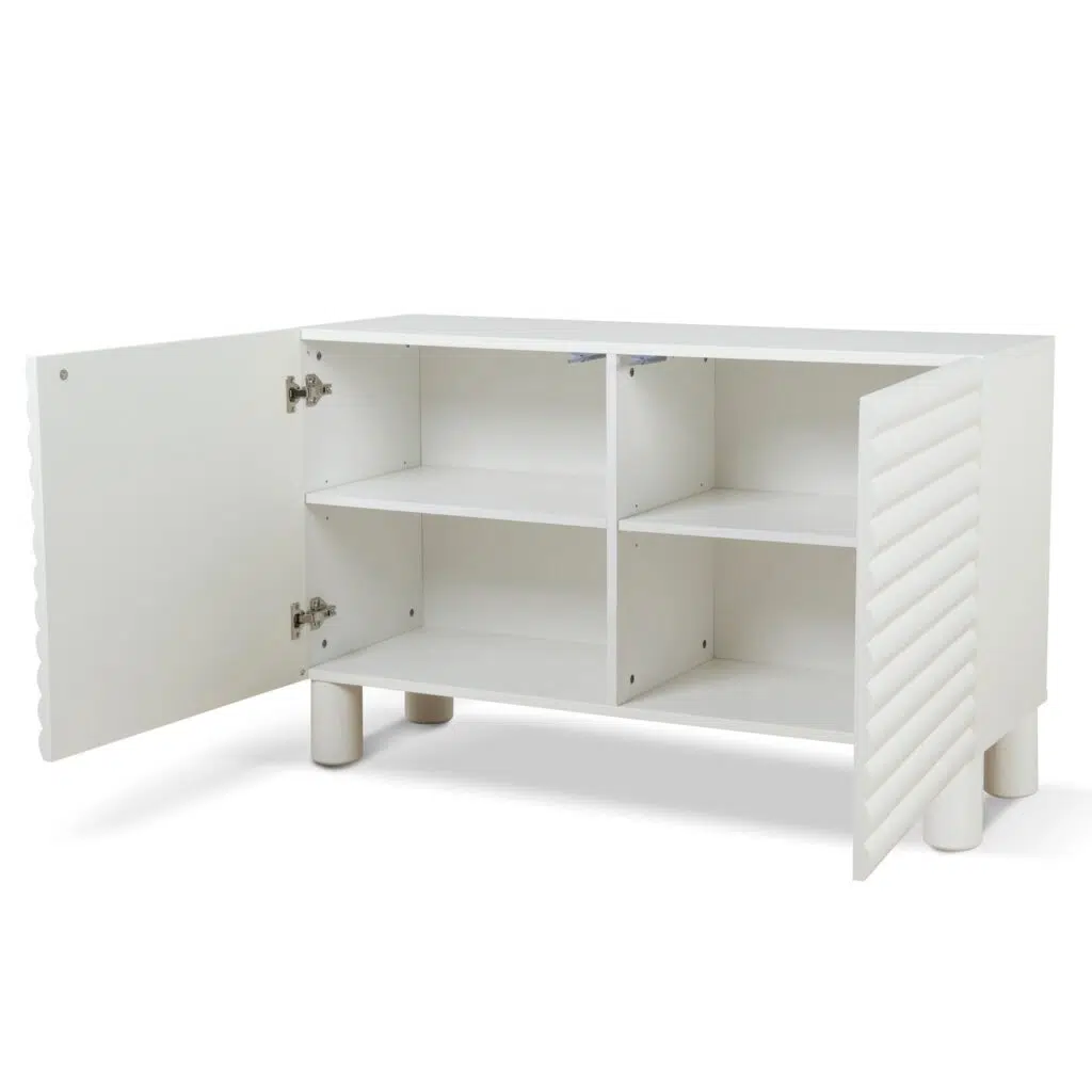 Elegant 1.2m Sideboard Unit in White with Storage Shelves