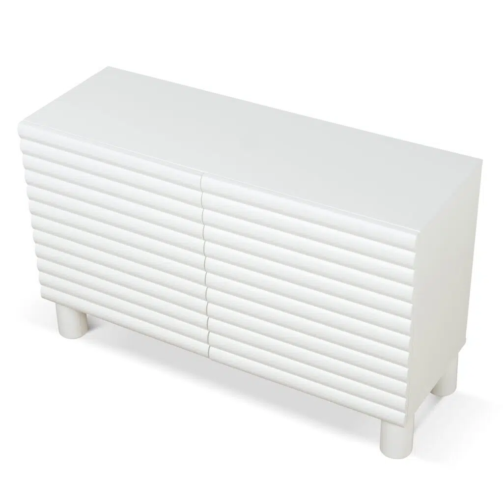 Elegant 1.2m White Sideboard Unit with Storage Shelves