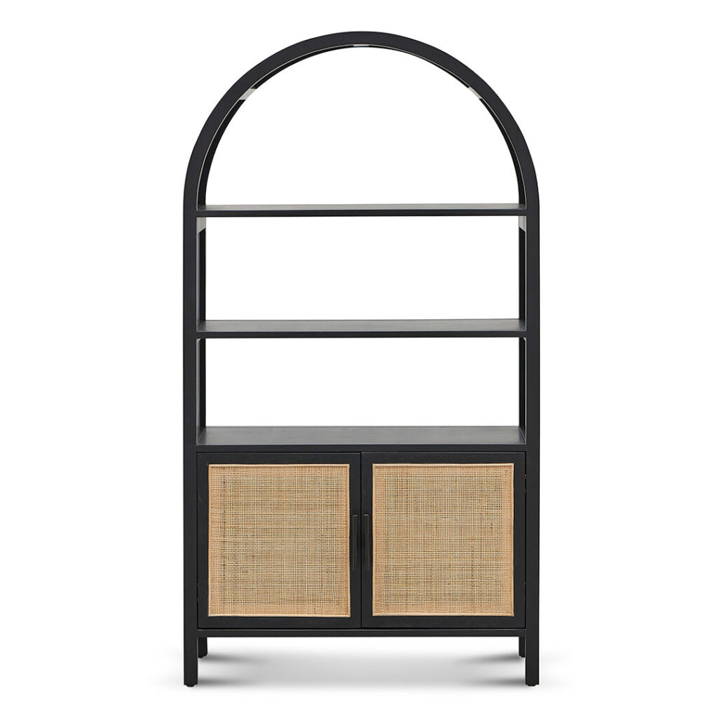 Nova Storage Cabinet Black 165cm H Rattan Doors