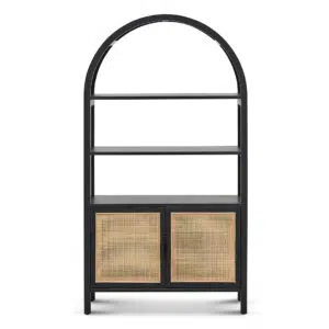 Nova Storage Cabinet Black 165cm H Rattan Doors