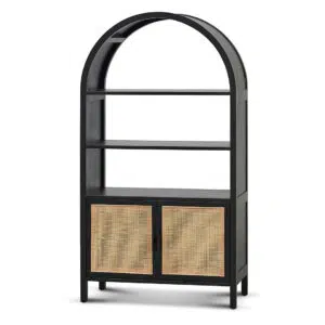 Nova Storage Cabinet Black 165cm H Rattan Doors