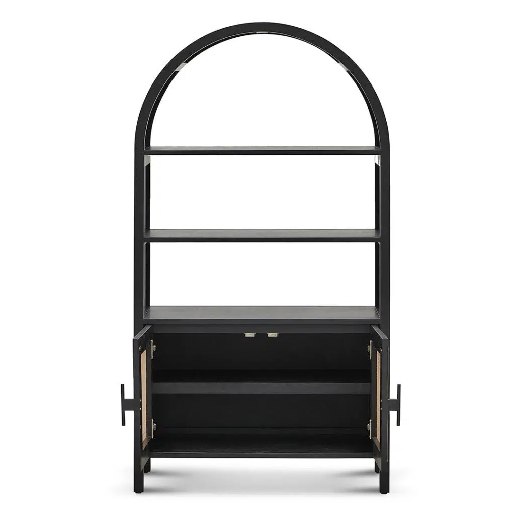 Nova Storage Cabinet Black 165cm H Rattan Doors