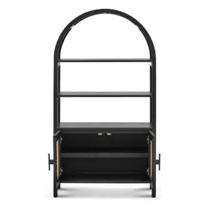 Nova Storage Cabinet Black 165cm H Rattan Doors