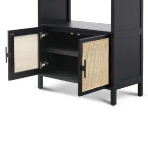Nova Storage Cabinet Black 165cm H Rattan Doors