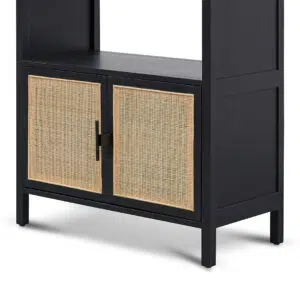 Nova Storage Cabinet Black 165cm H Rattan Doors