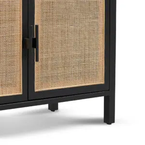 Nova Storage Cabinet Black 165cm H Rattan Doors