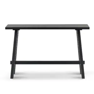 Elegant 1.2m Black Wooden Console Table, Durable Oak Veneer, Modern Sleek Design, Easy Assembly