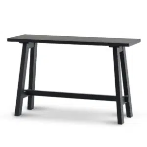 Elegant 1.2m Black Wooden Console Table, Durable Oak Veneer, Modern Sleek Design, Easy Assembly