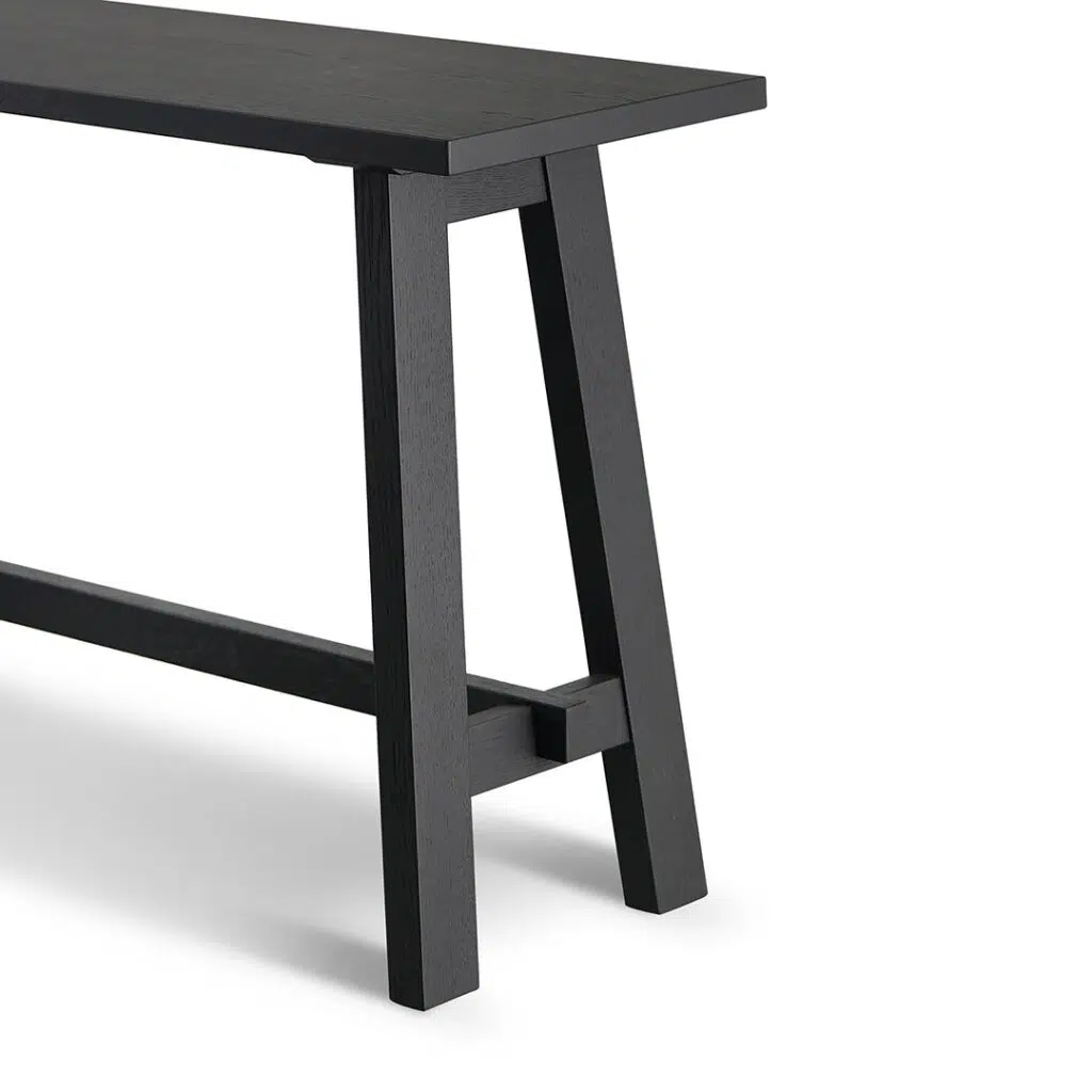 Elegant 1.2m Black Wooden Console Table, Durable Oak Veneer, Modern Design