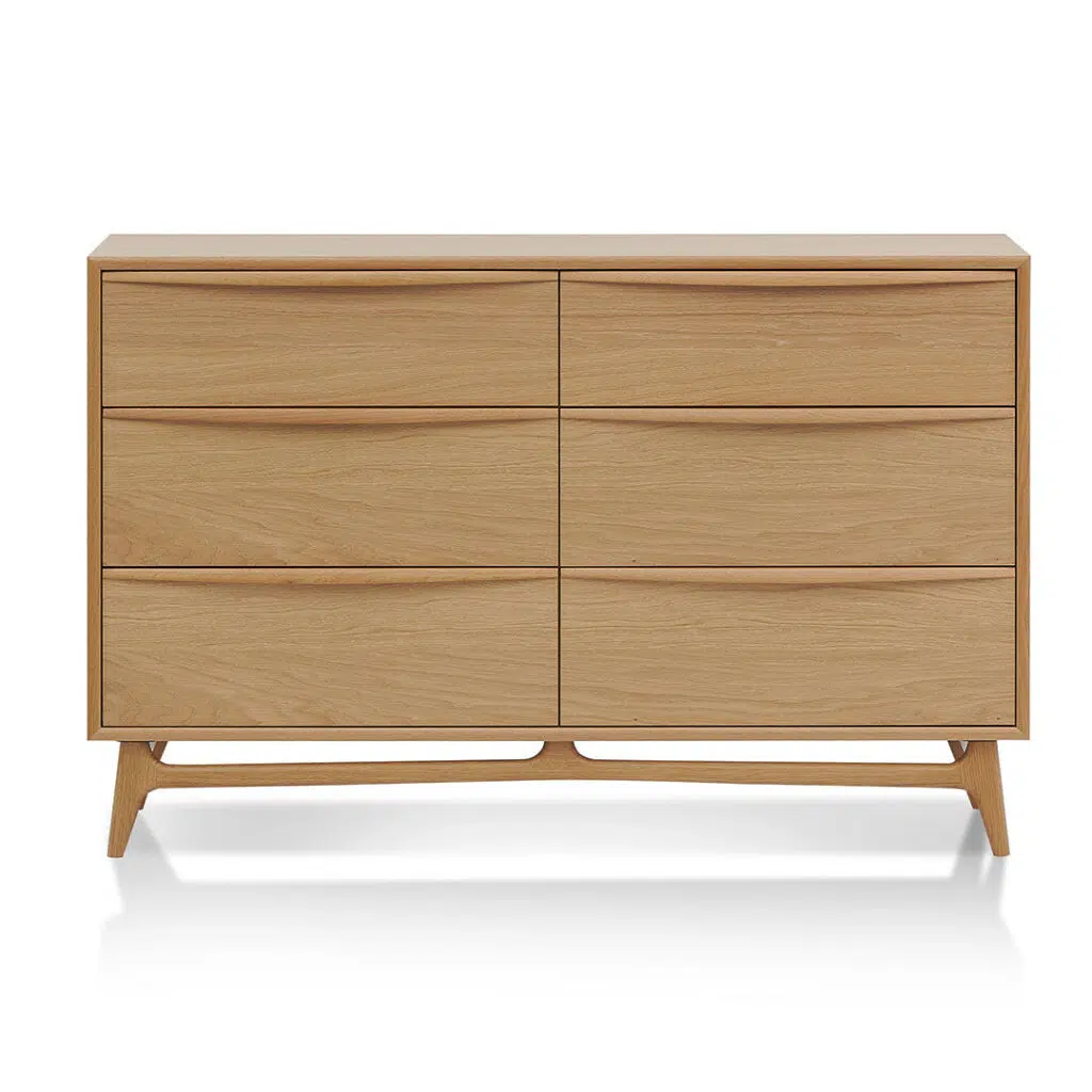 Natural Oak 6-Drawer Chest, Durable, Spacious Storage
