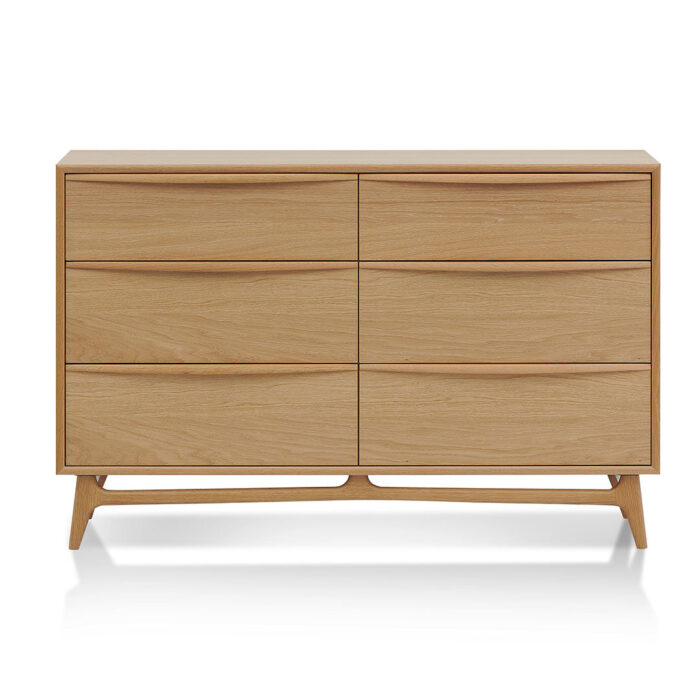 Natural Oak 6-Drawer Chest, Durable, Spacious Storage
