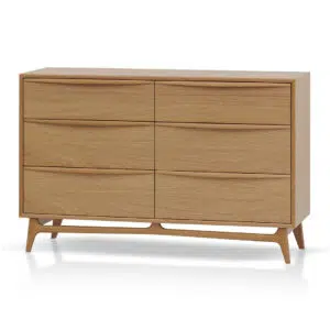 Natural Oak 6-Drawer Chest, Durable, Spacious Storage