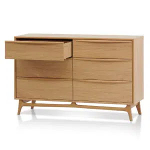 Natural Oak 6-Drawer Chest, Durable, Spacious Storage