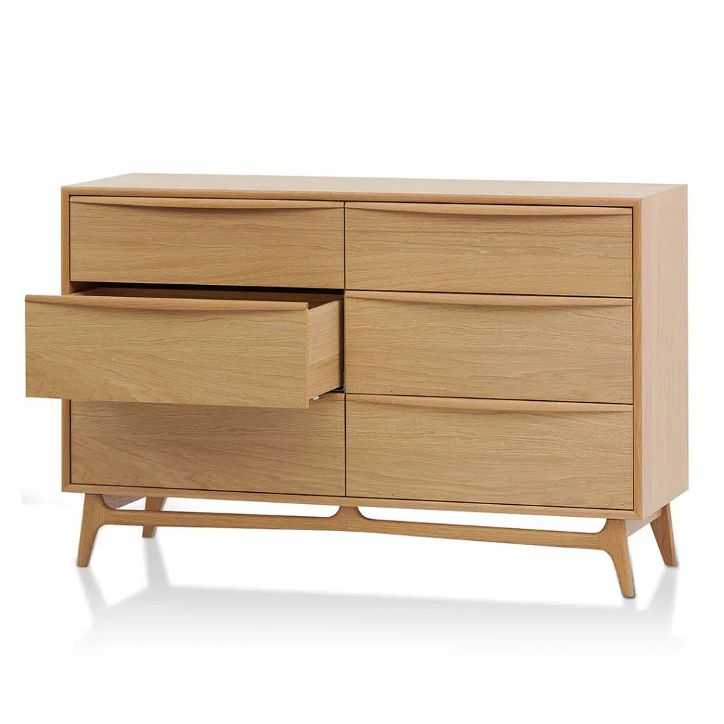 Natural Oak 6-Drawer Chest, Durable, Spacious Storage
