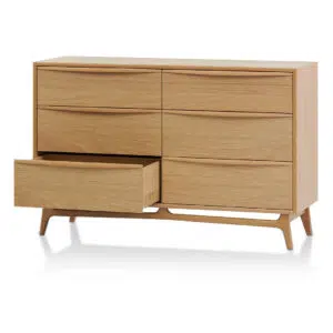 Natural Oak 6-Drawer Chest, Durable, Spacious, Elegant Design