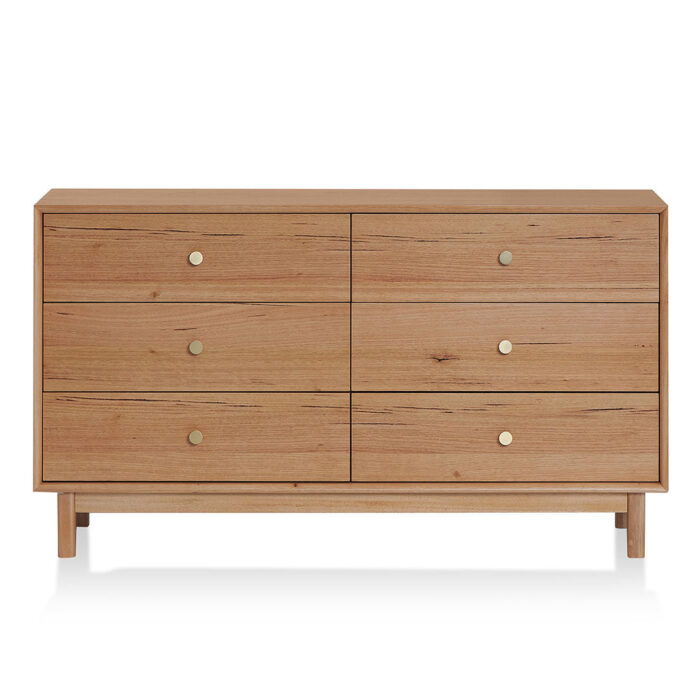 Lior Dresser Unit Messmate Wood 6 Drawers Brass Knobs