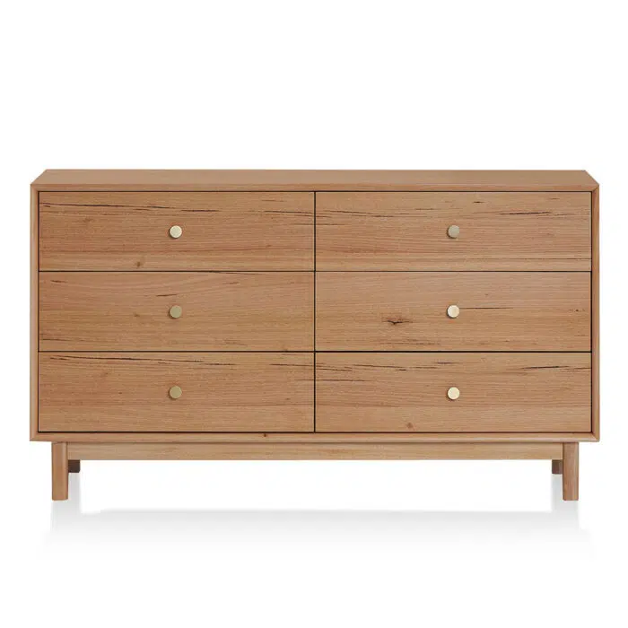 Lior Dresser Unit Messmate Wood 6 Drawers Brass Knobs