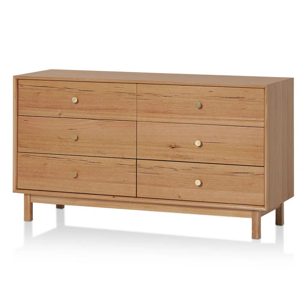 Lior Dresser Unit Messmate Wood 6 Drawers Natural Finish