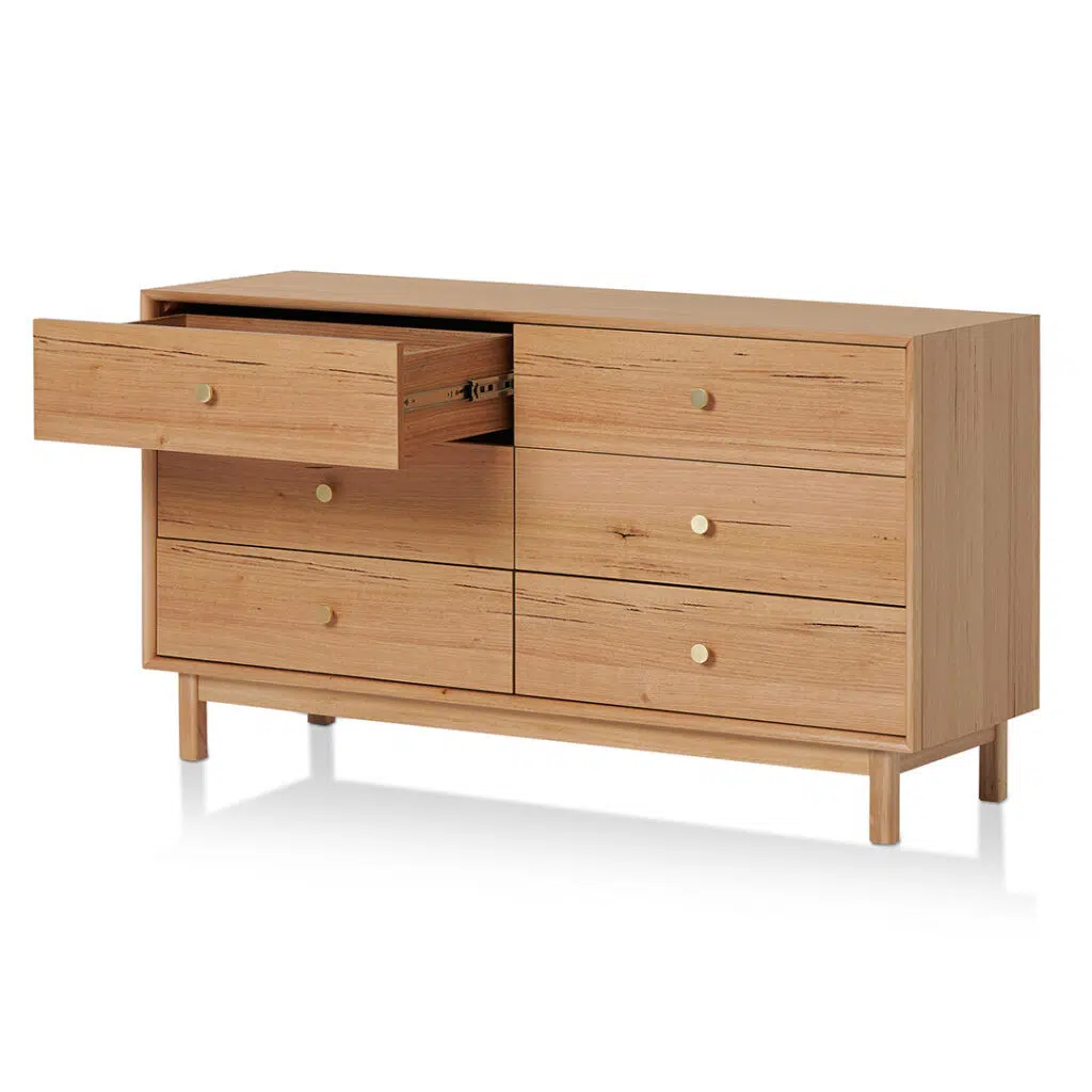 Lior Dresser Unit Messmate Wood 6 Drawers Brass Knobs