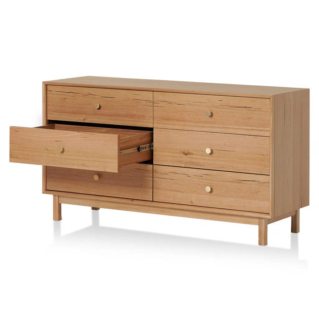 Lior Dresser Unit Messmate Wood 6 Drawers Natural Finish