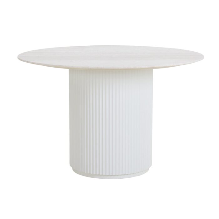 Arlo White 1.2m Travertine Dining Table, Marble Top