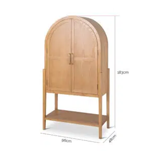 Ash Curve Cabinet, 1.83m, Natural, Elegant Storage Solution
