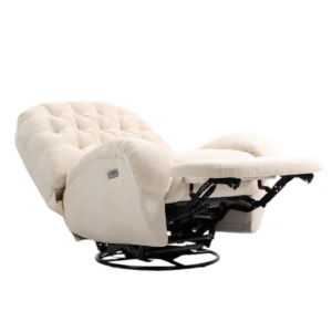 Electric Rocking Recliner, Textured Fabric, Durable Wood Frame, Spacious Seat