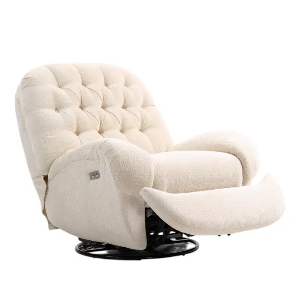 Electric Rocking Recliner, Textured Fabric, Durable Wood Frame, Spacious Seat, Easy Assembly