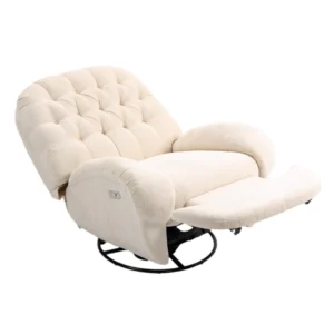 Electric Rocking Recliner, Textured Fabric, Durable Wood Frame, Spacious Seat, Easy Assembly