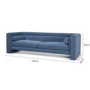 Navy Blue 3-Seater Fabric Sofa