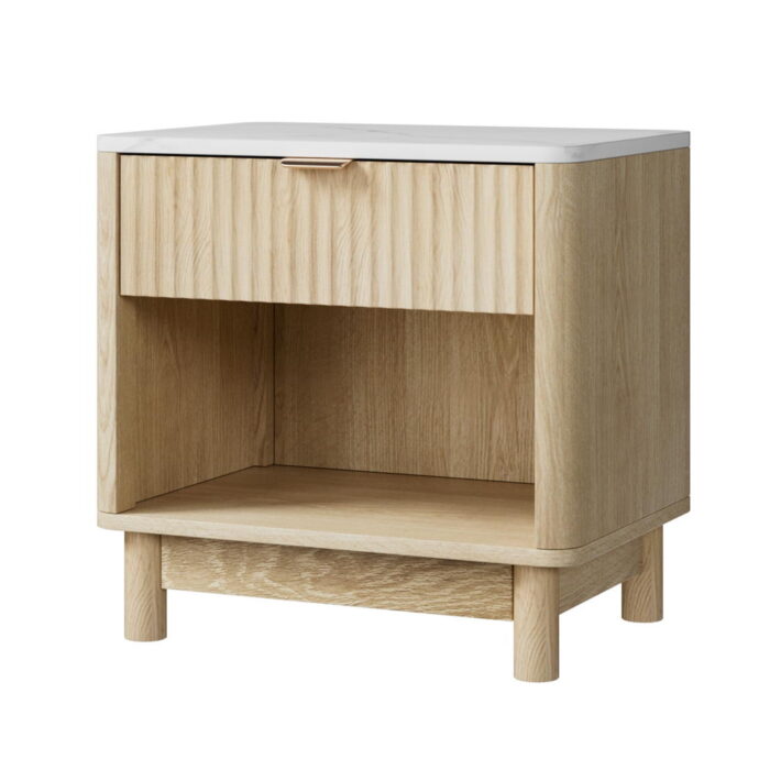 Sophia Pine Bedside Table with Drawer and Shelf