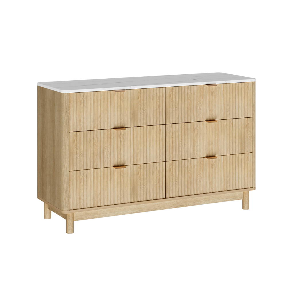 Zara Pine Dresser 6 Drawers Fluted Style